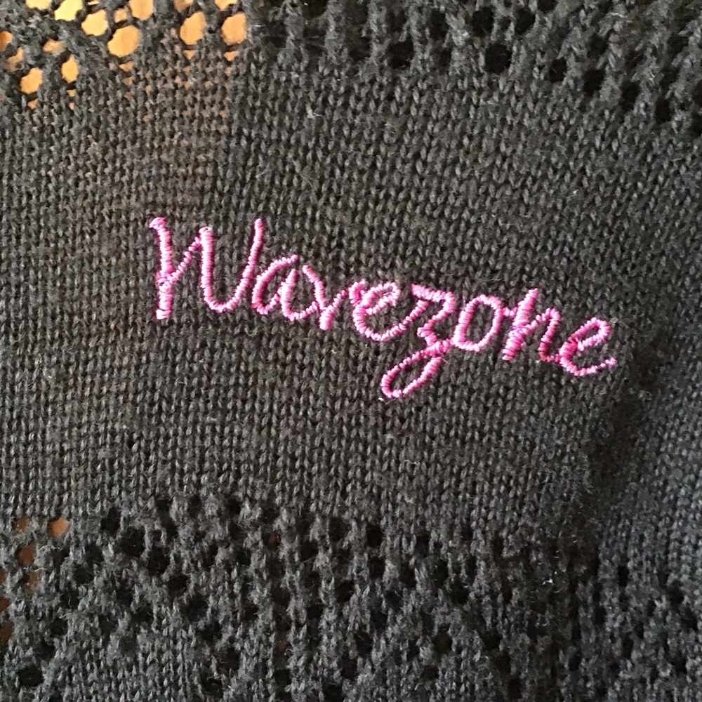 Classic Black Open-Knit V-Neck Cardigan - Picture 3 of 7